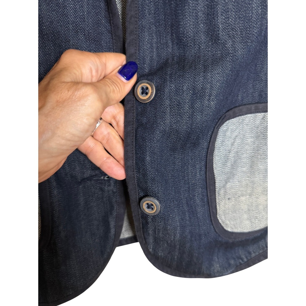 Vintage Y2K Levis San Francisco Denim Blazer Womens M Dark Wash Patch Pocket - Picture 10 of 14